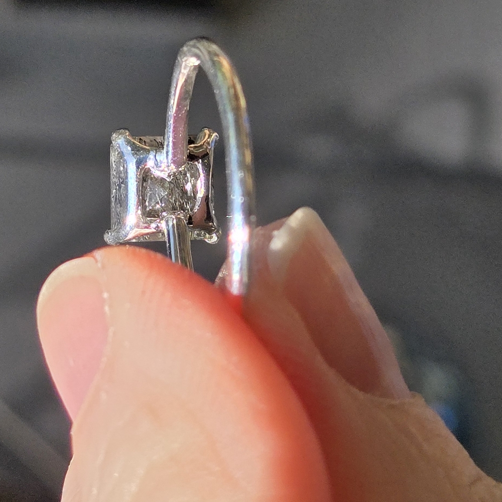 Rutilated Quarts Natural 3.5k Solitaire Emerald  Cut Sterling Ring Sz7.5 - Picture 10 of 12